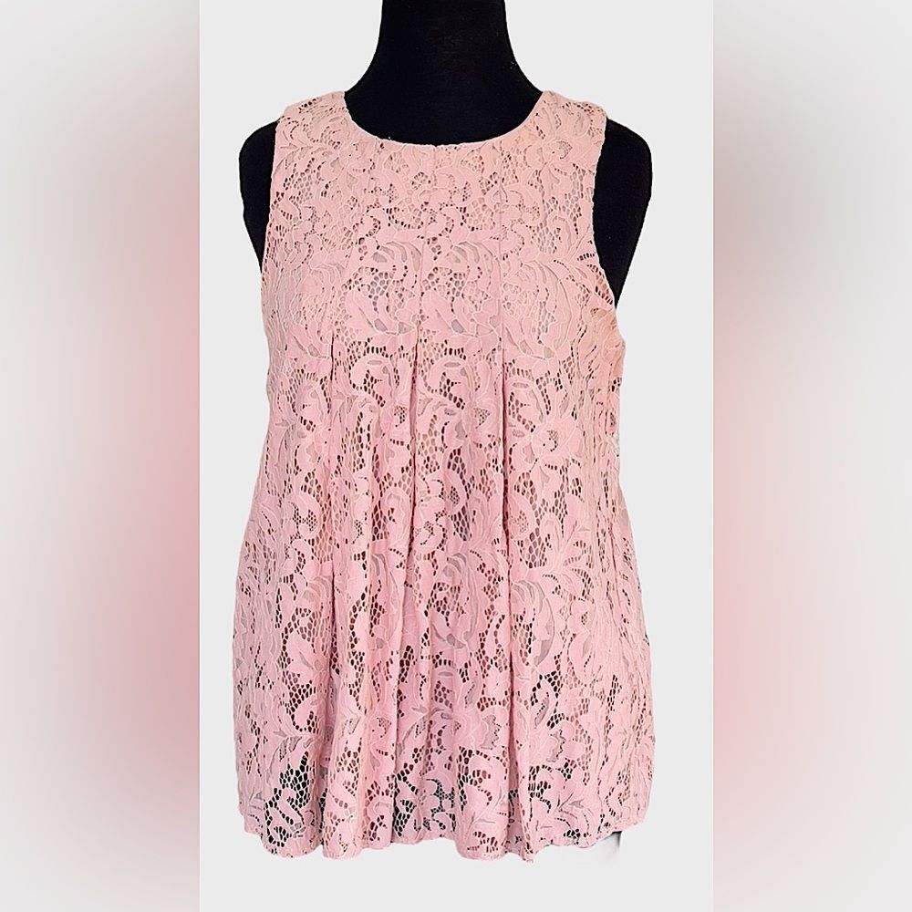 BCBGeneration Misty Pink Lace Sleeveless Swing Blouse | Women’s S